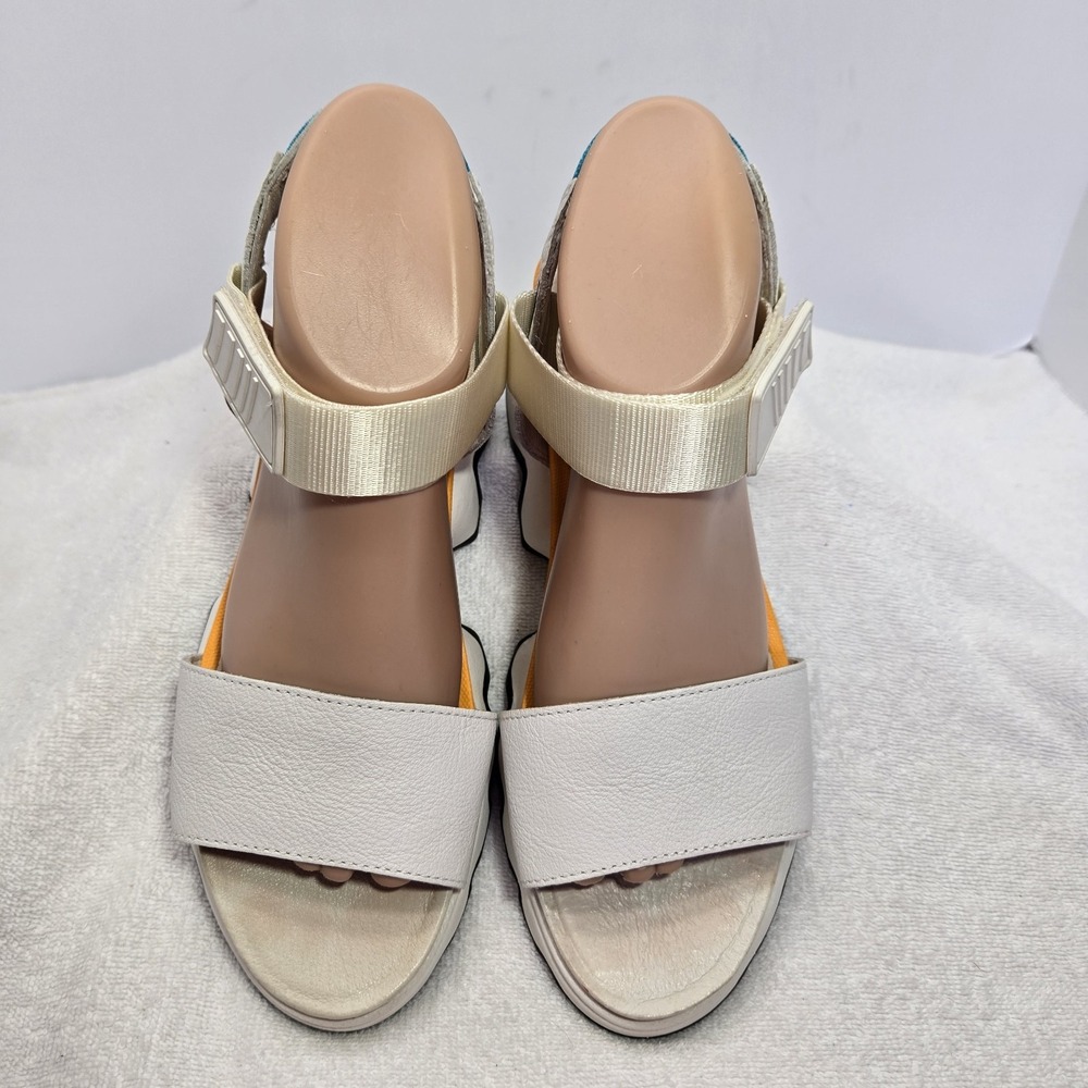 Sorel Kinetic Impact Y Strap Sandals Sea Salt Womens Size 8.5 Platform Leather - Picture 4 of 14